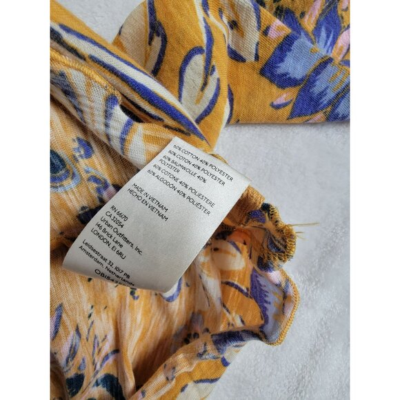 We The Free Women's Dreamed of You Floral Ruched Front Long Sleeve Top Yellow XL - Picture 5 of 8